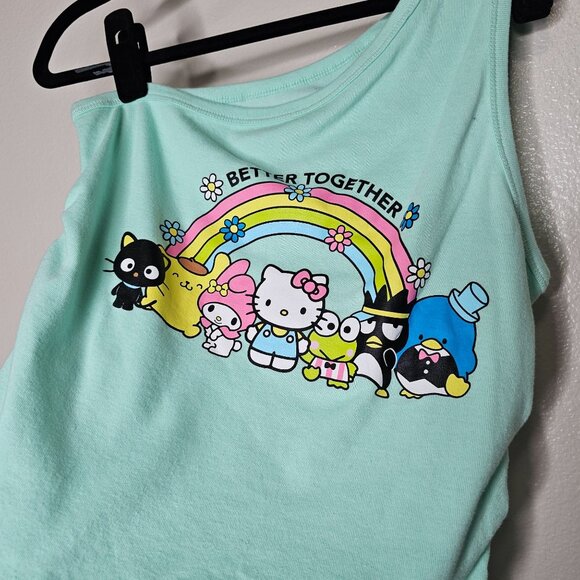 Sanrio Hello Kitty Size Large One Shoulder Tank Top Ruched Charater Graphic - Picture 2 of 5